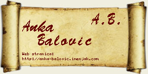 Anka Balović vizit kartica